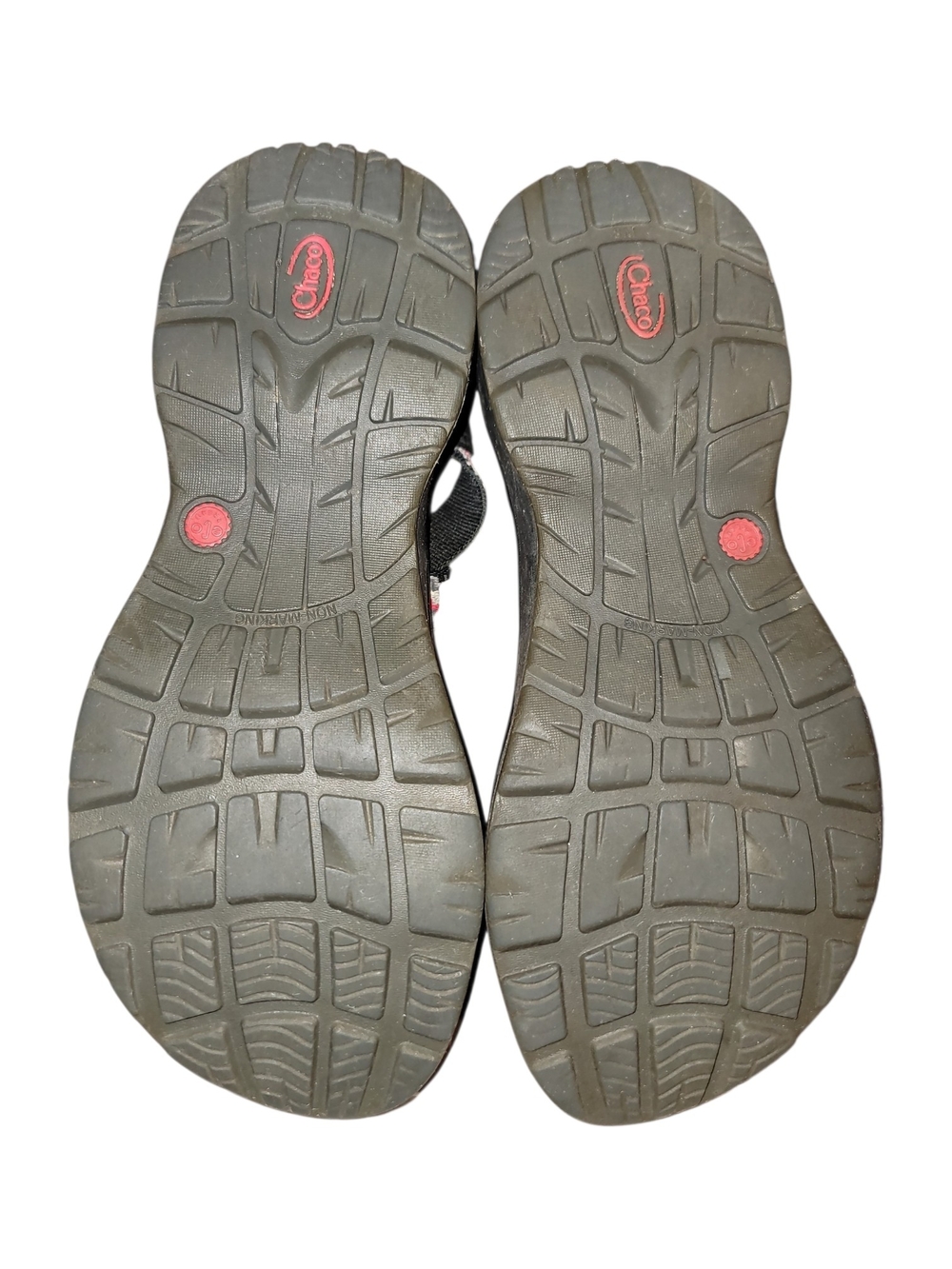 Chaco Women's Black Sandals with Pink Gray and White Zigzag Straps - Picture 4 of 6